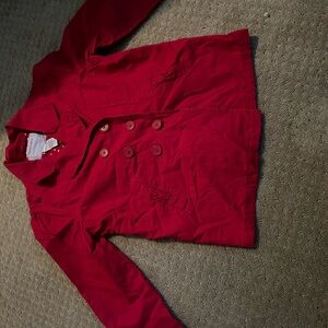 Gymboree Red Kids Coat and Matching Cap with Flower
